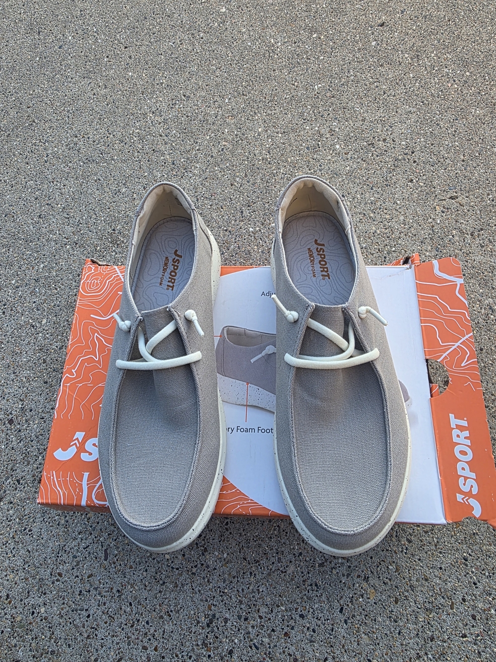 J SPORT Casual Canvas Slip-On Shoes  Light Gray Women 9